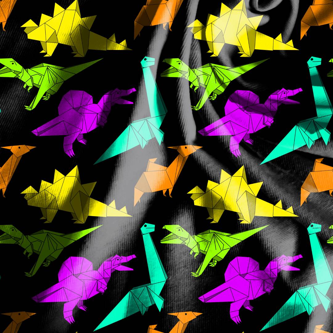 Origami Colorful Dinosaur Seamless Design