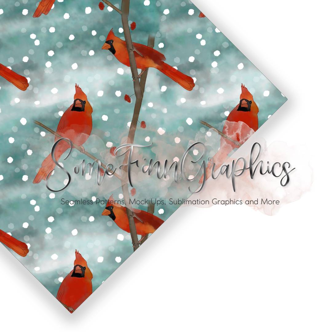 Winter Cardinal Seamless Design