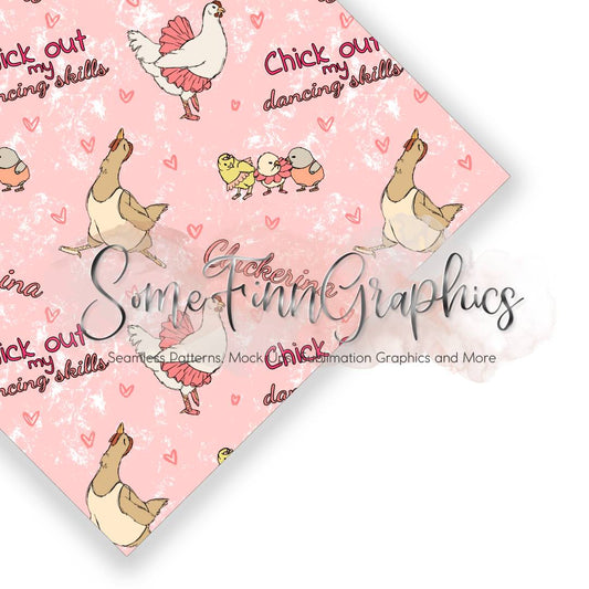 Ballet Chickens Seamless Design