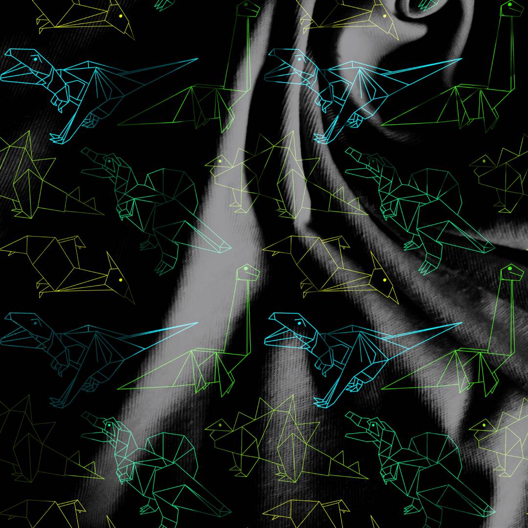 Colorful Outline Dinosaur Seamless Design