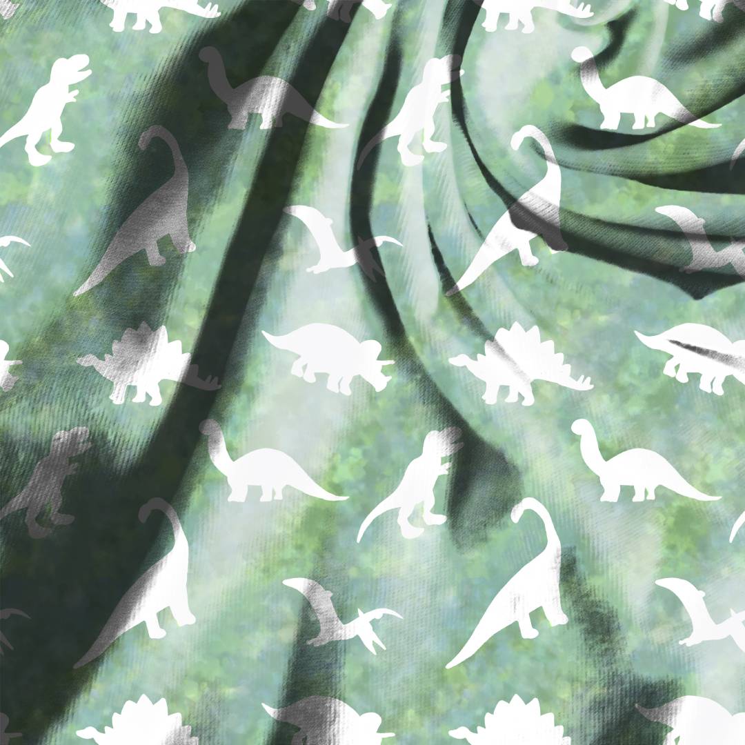Dinosaur Green Silhouettes Seamless Design