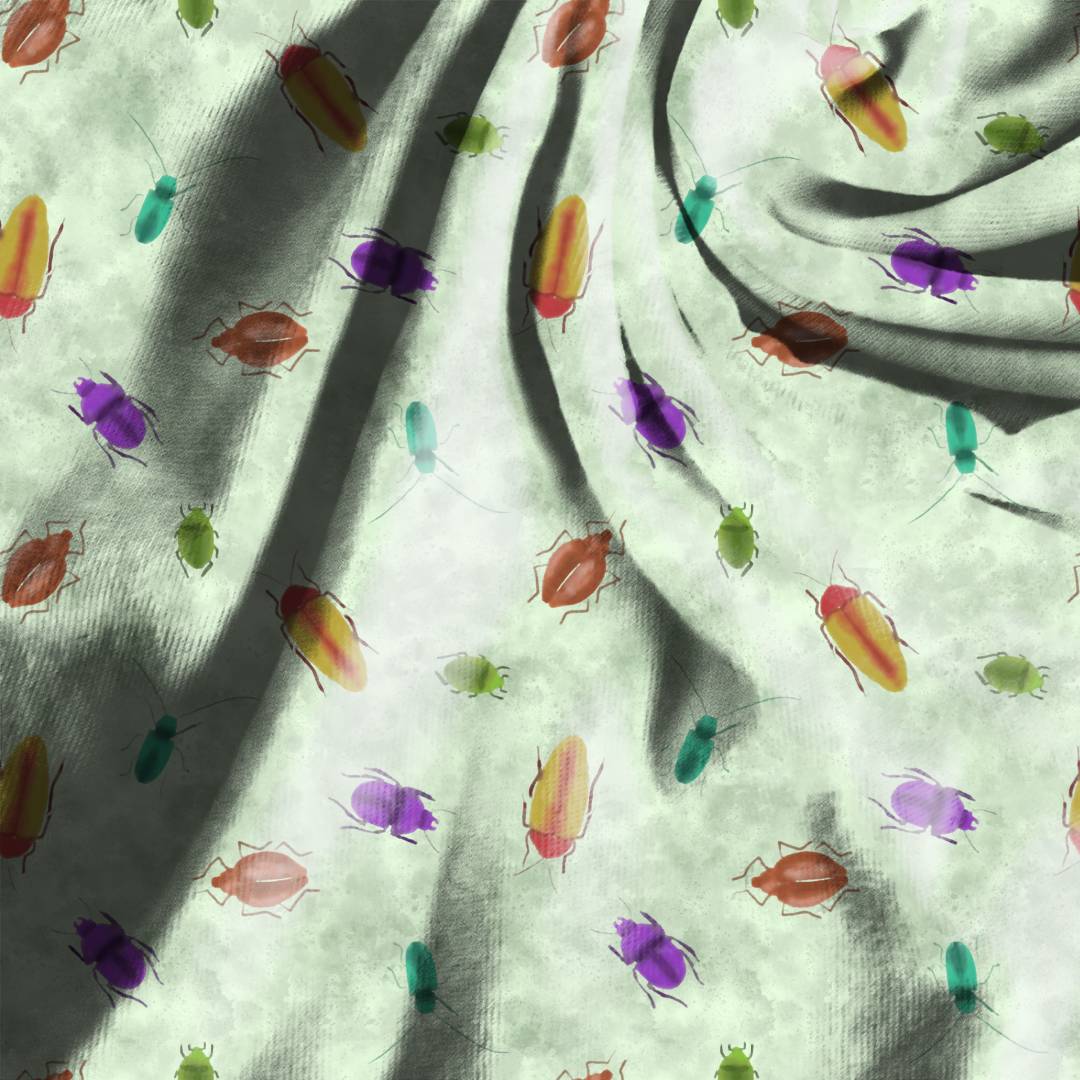 Watercolor Beetles Seamless Design
