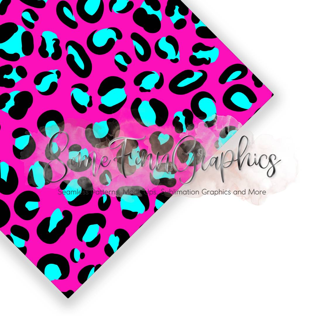 Neon Leopard Print Seamless Design