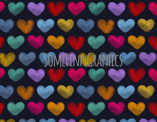 Watercolor Hearts Seamless