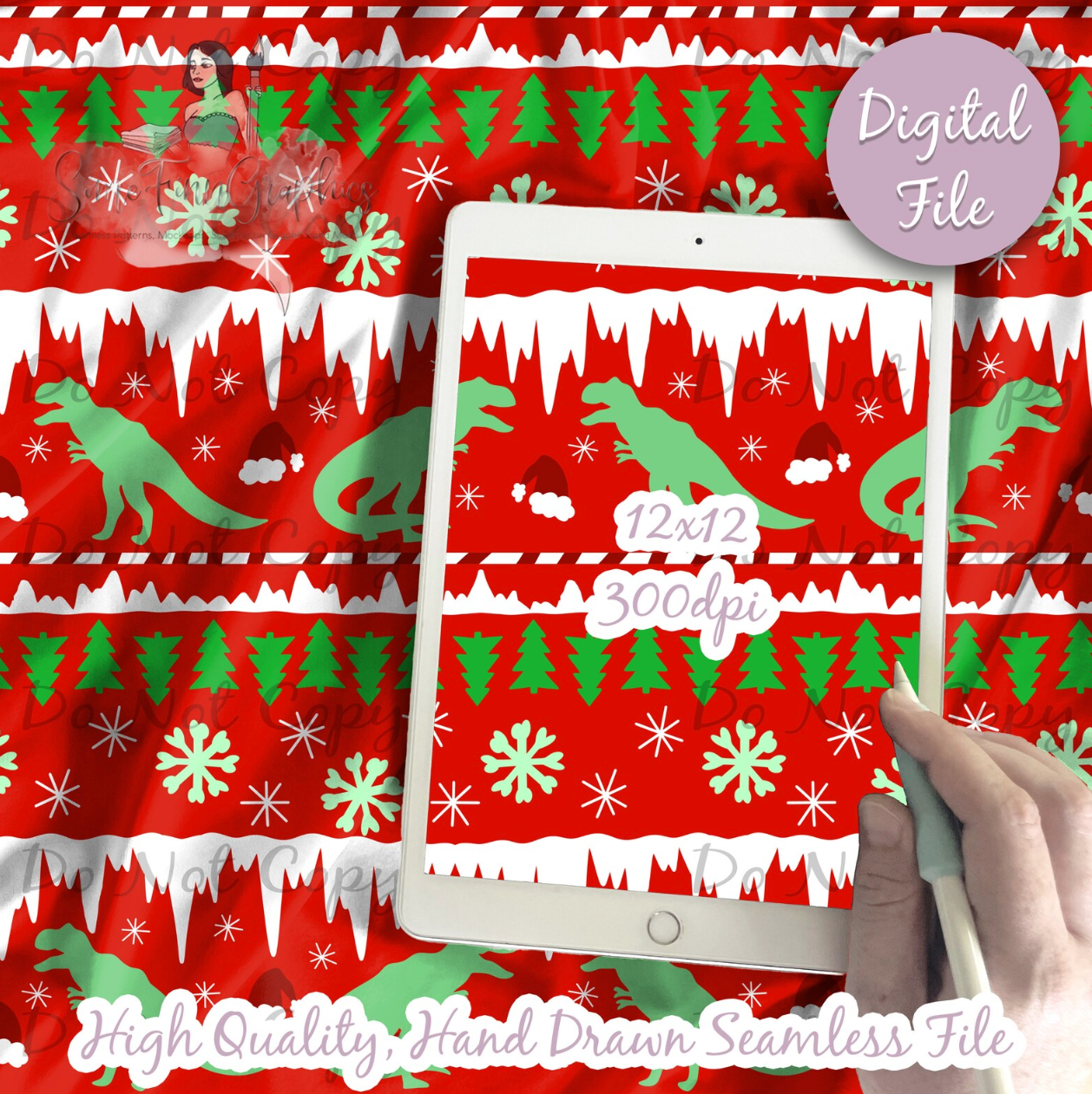 Christmas Dinosaurs Seamless