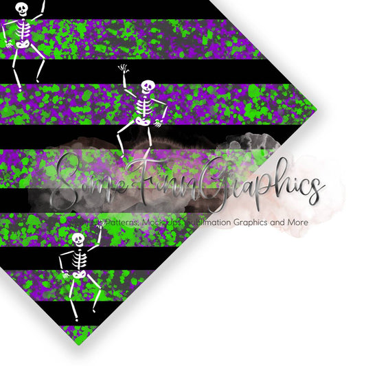 Halloween Character Stripes Seamless Design