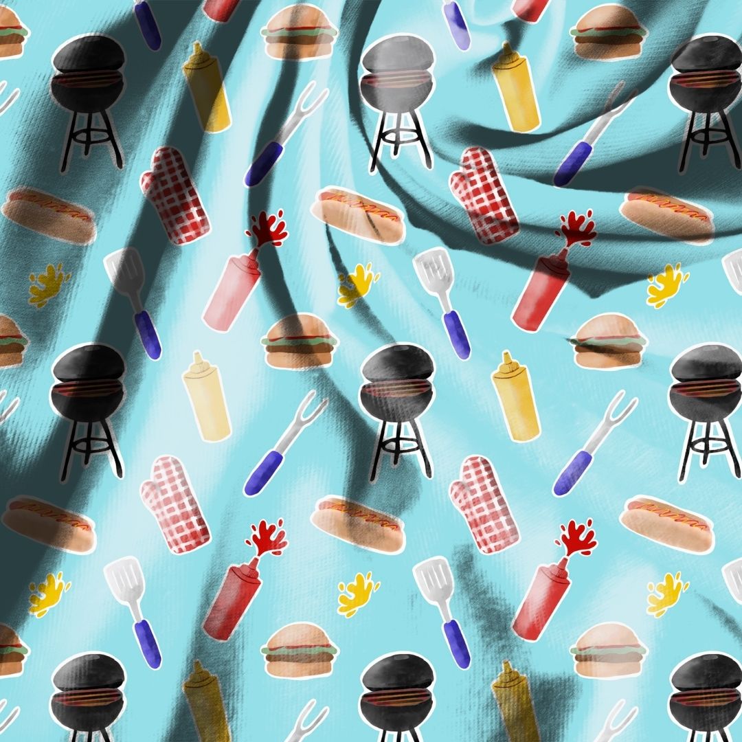 BBQ Watercolor Digital Seamless Design