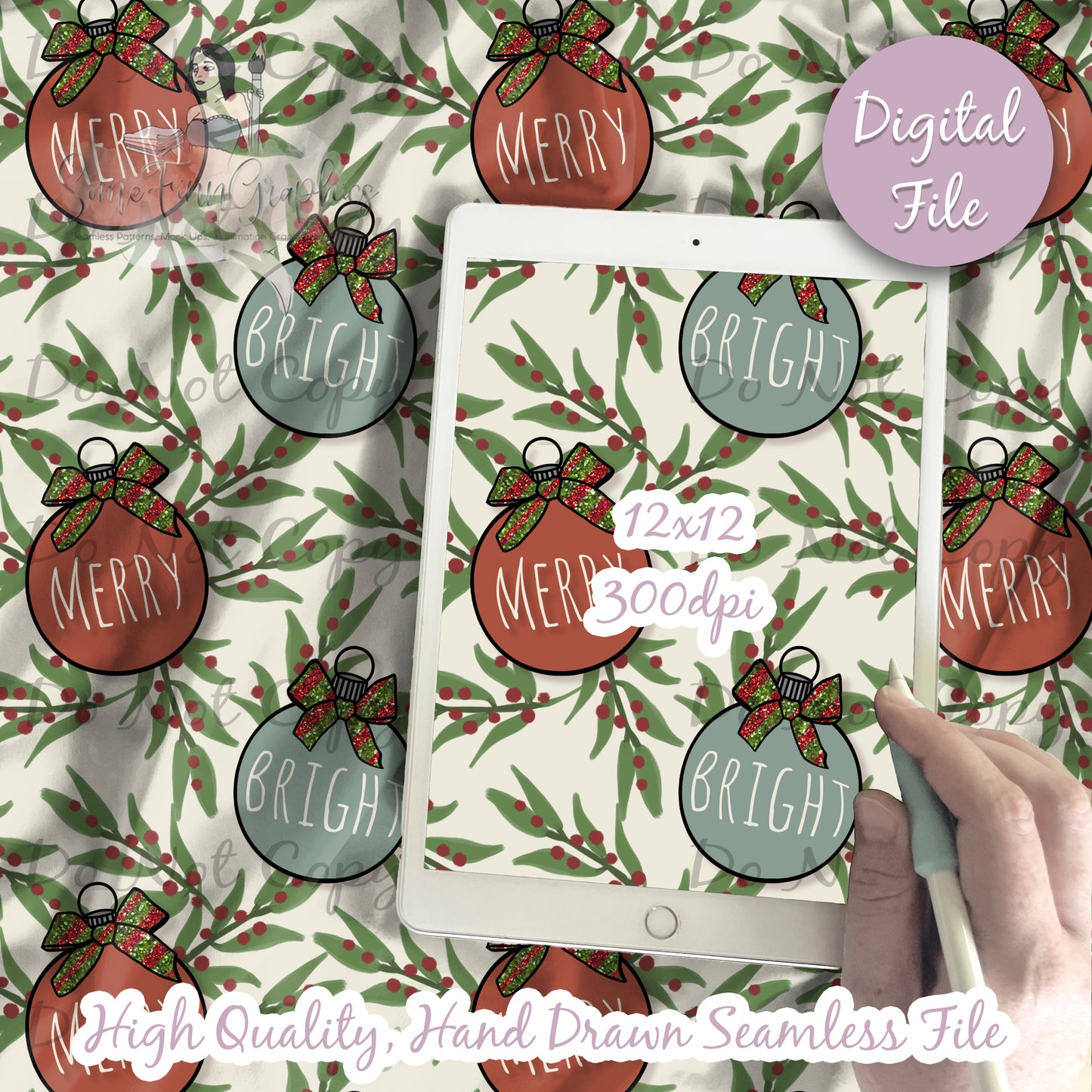 Editable Name Ornaments Seamless Design