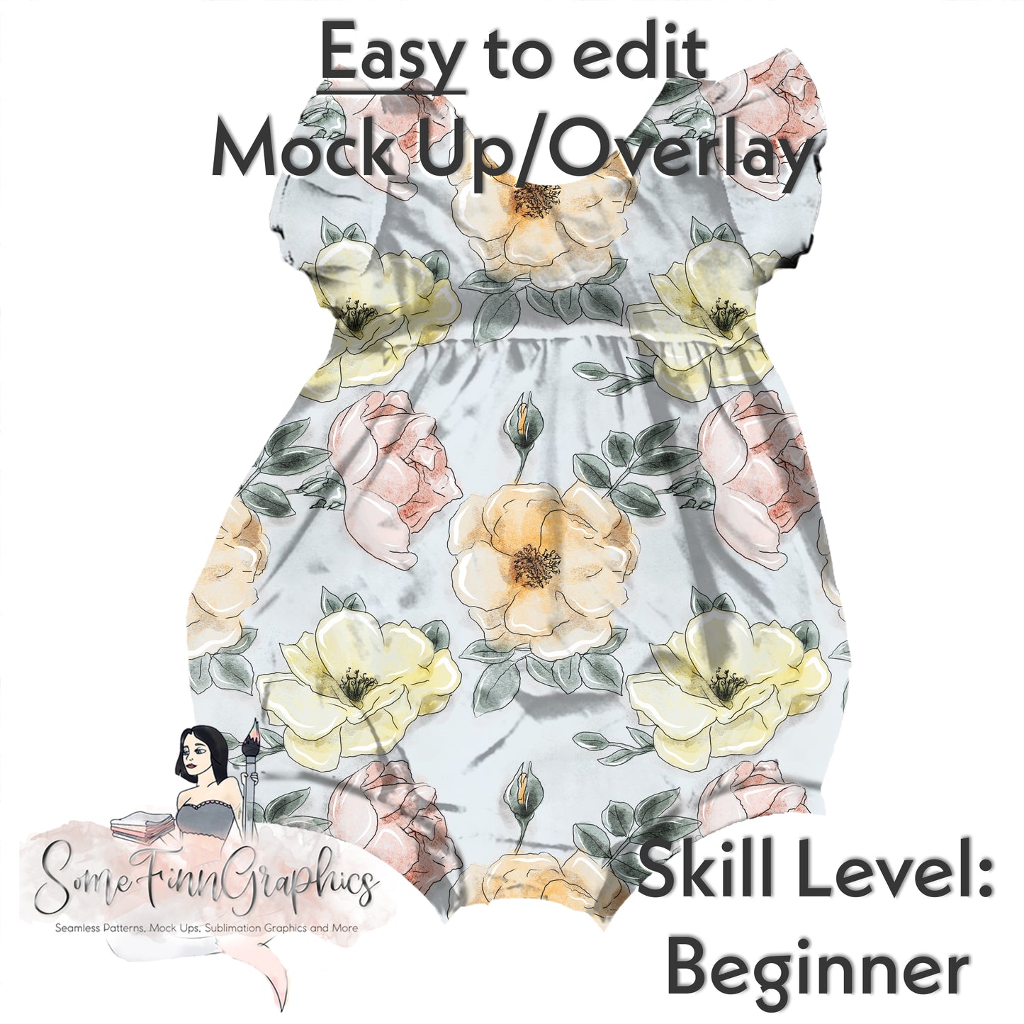 Realistic Flutter Bubble Romper Mock Up