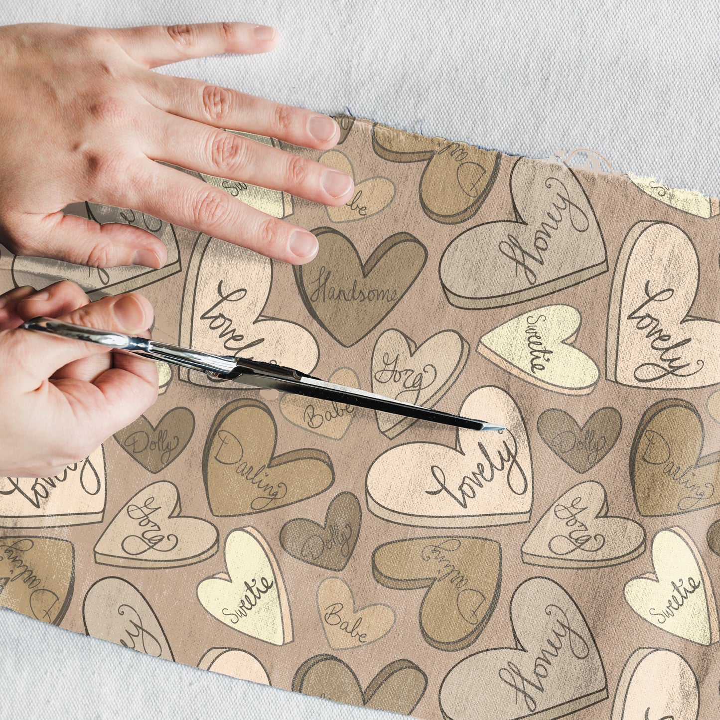 Realistic Fabric Being Cut Mock Up