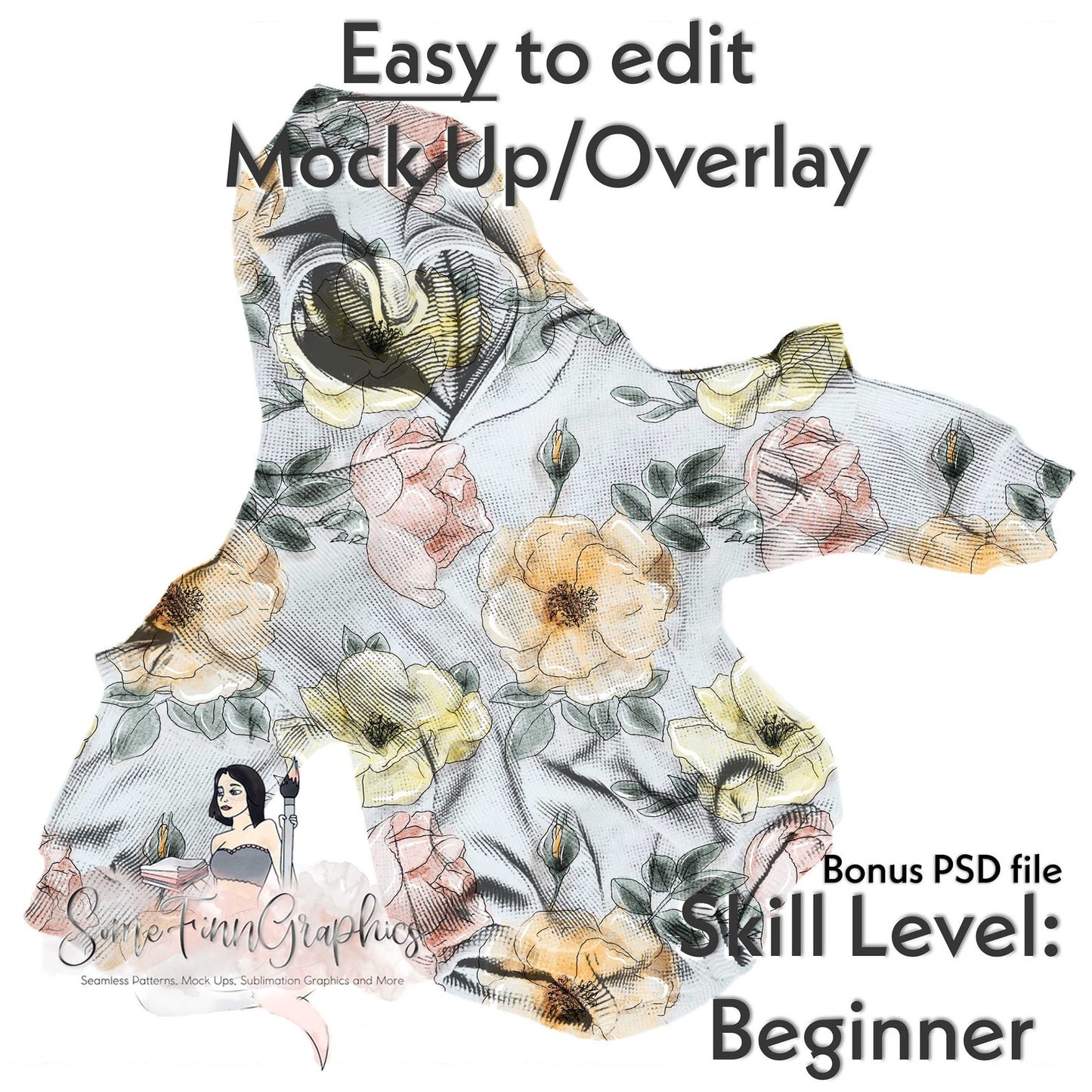 Realistic Hooded Flutter Sweater Romper Mock Up