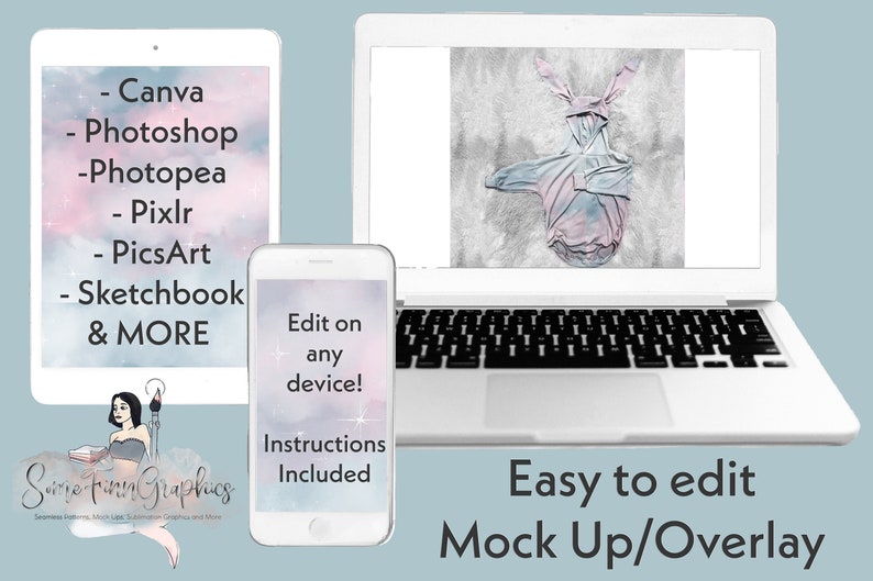 Realistic Bunny Sweater Romper Mock Up