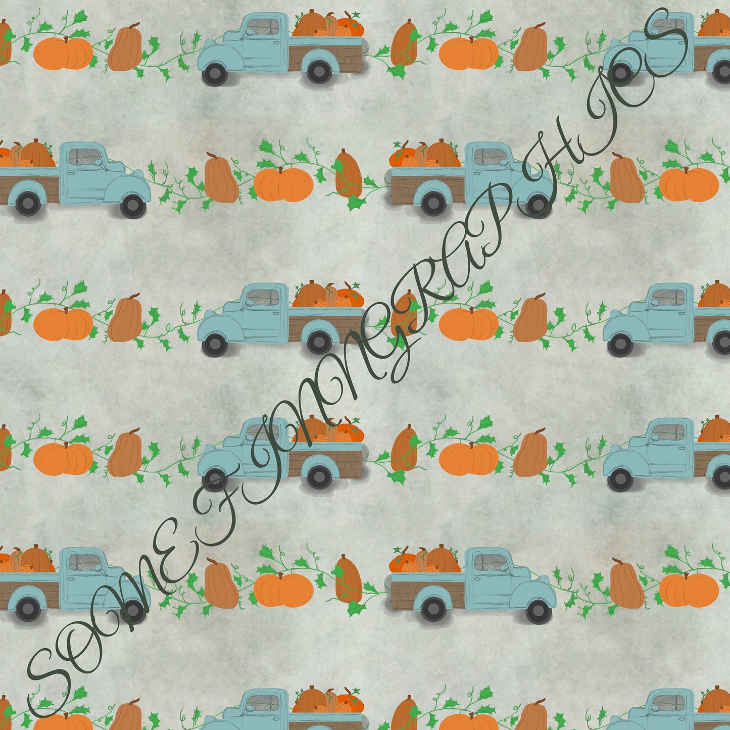 Pumpkin Truck Seamless Design