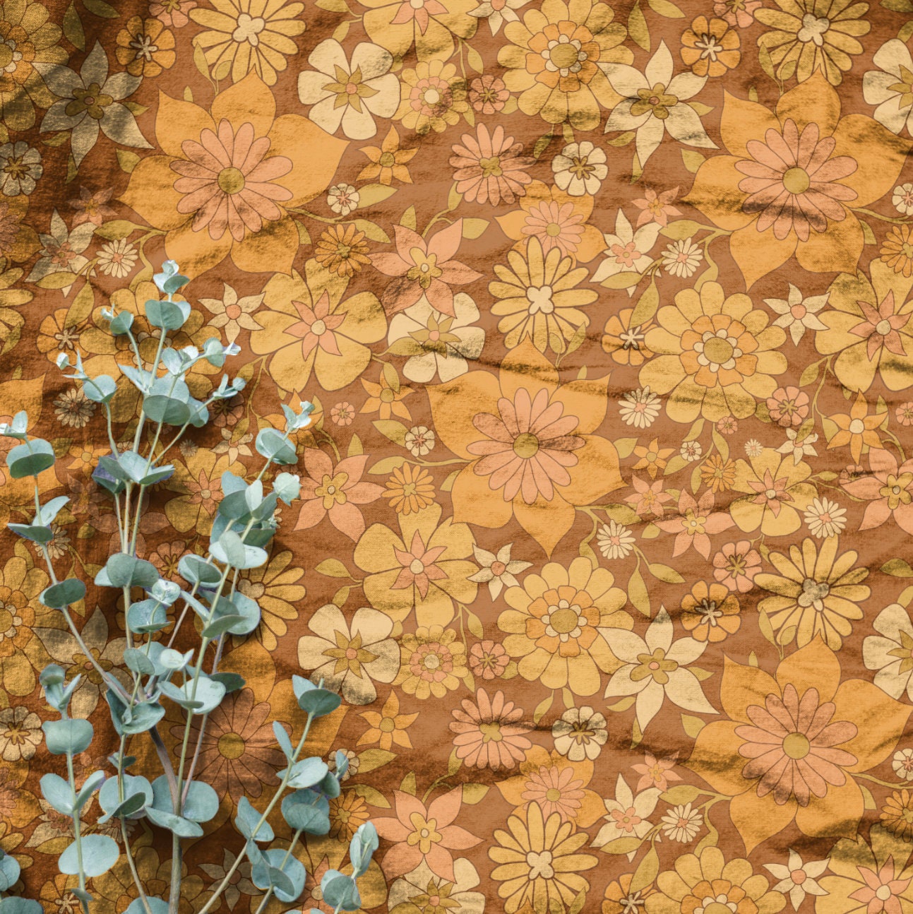 Realistic Plant Flat Lay Fabric Mock-Up