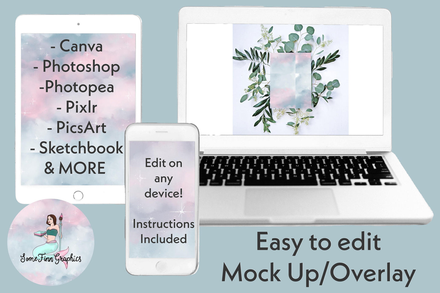 Realistic Greenery Artwork Mock Up