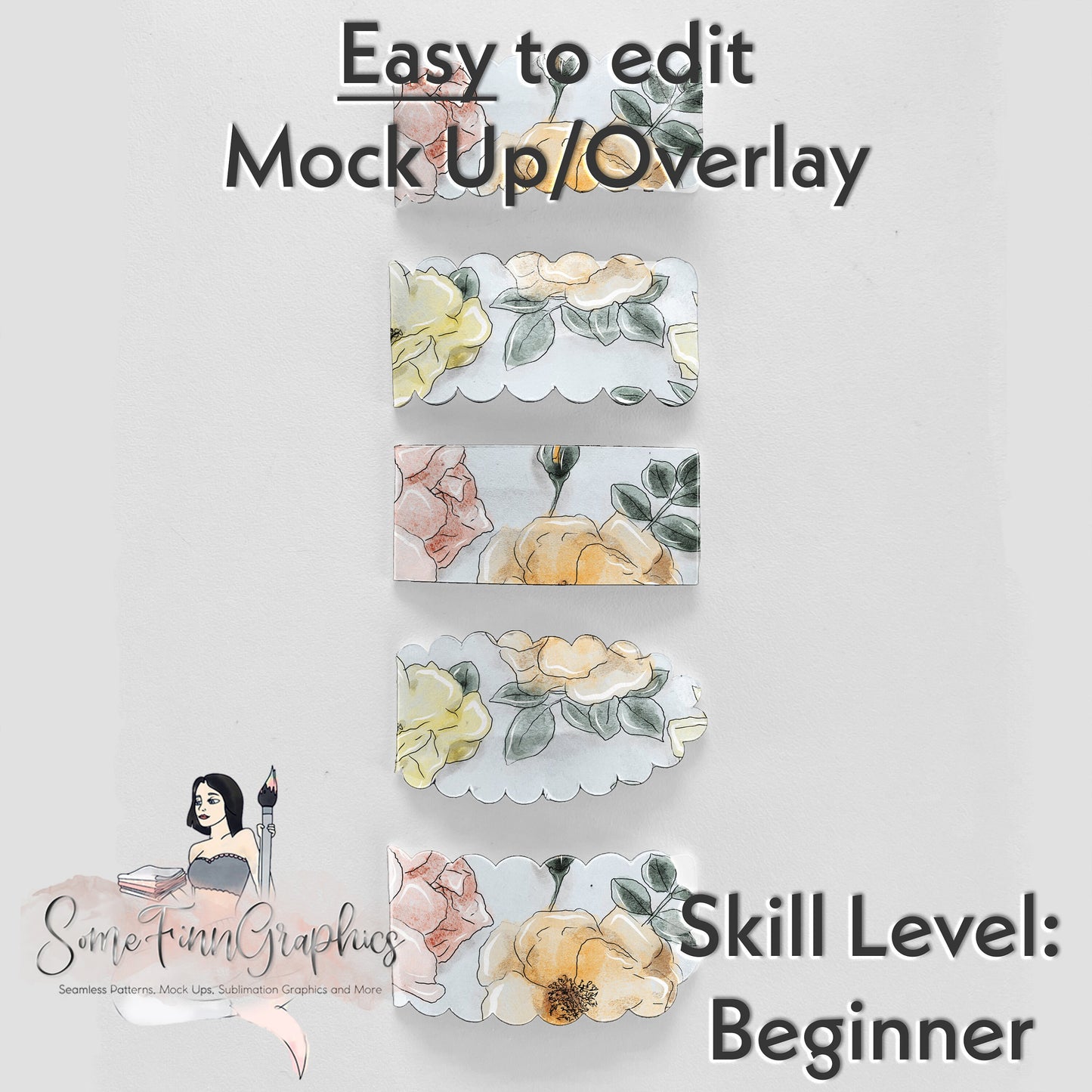Realistic Hair Clips Mock Up
