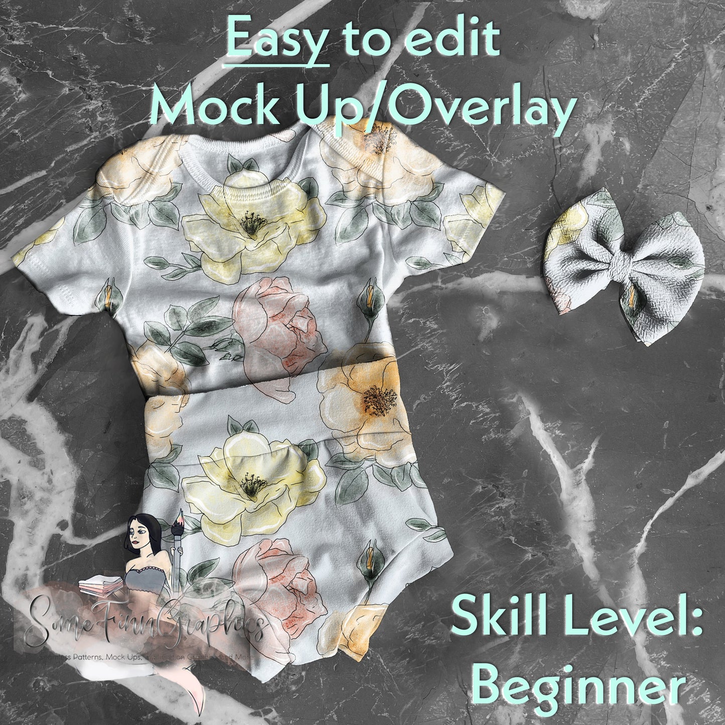 Realistic Bummie and Bow Set Mock Up