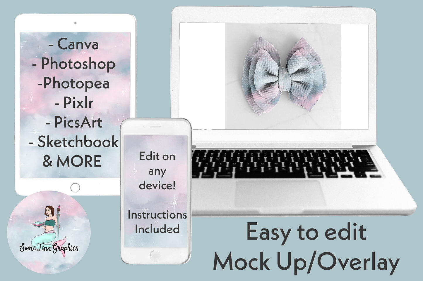 Realistic Triple Layered Bow Mock Up