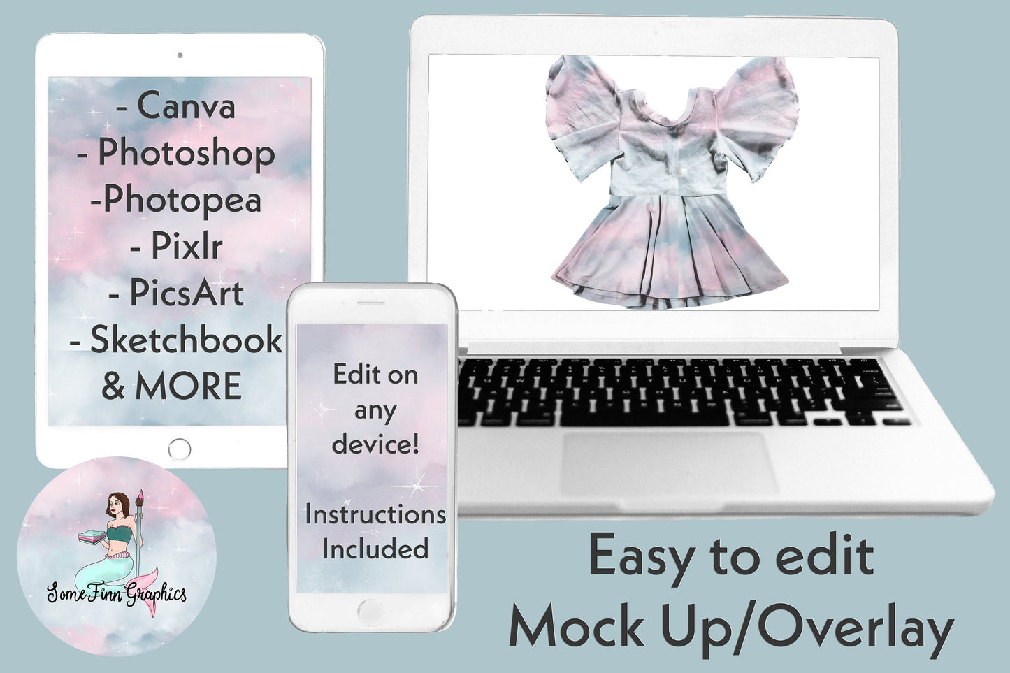 Realistic Flutter Sleeve Dress Mock Up