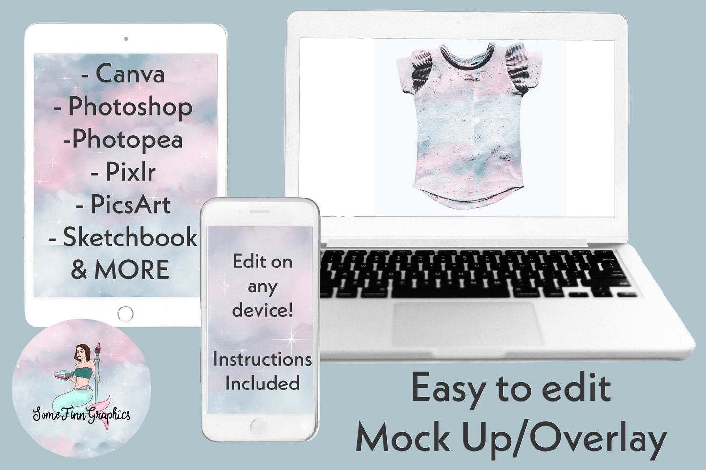 Realistic Flutter Sleeve Shirt Mock Up