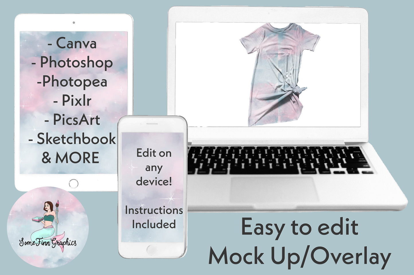 Realistic Knotted T-Shirt Dress Mock Up