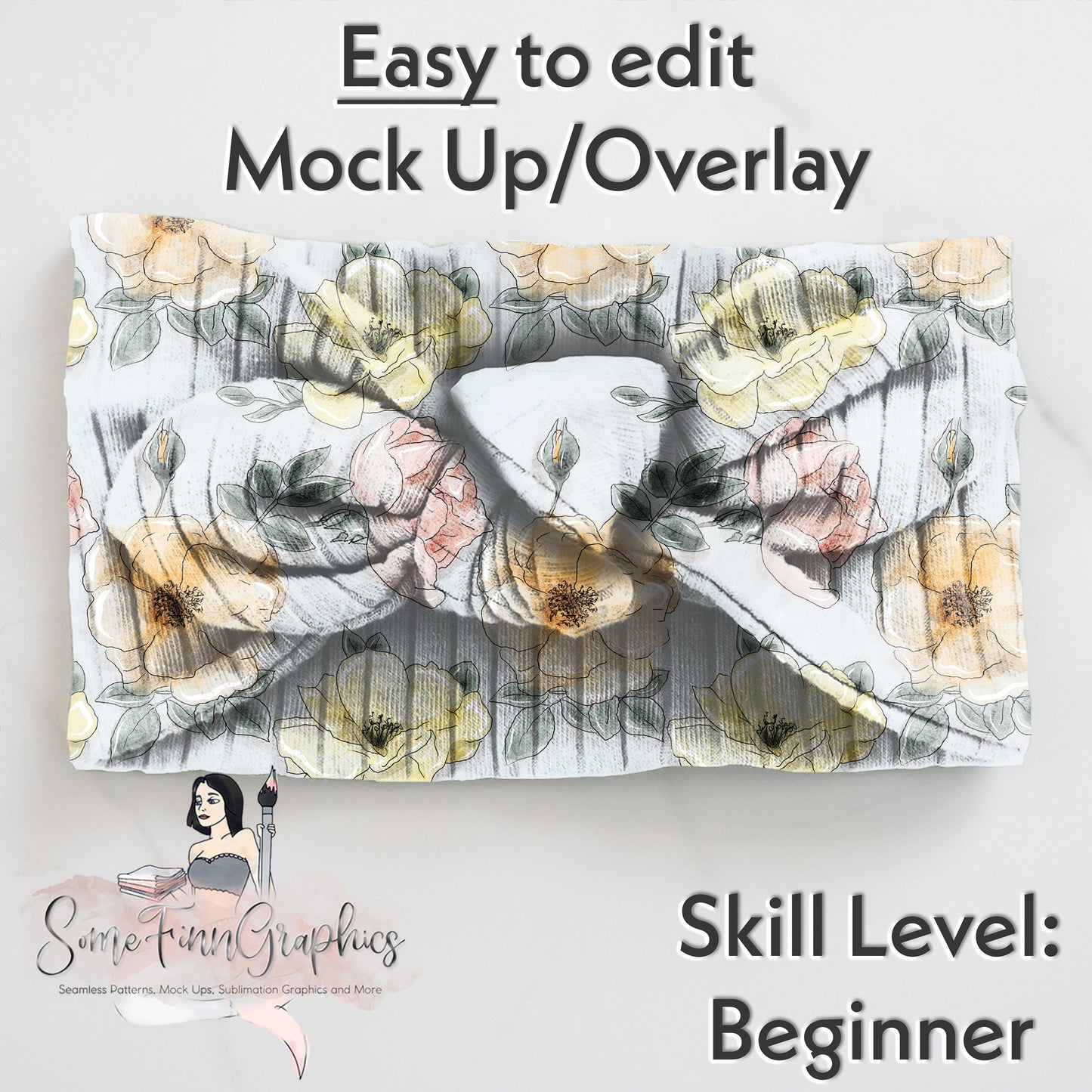 Realistic Knotted Bow Headwrap Mock Up