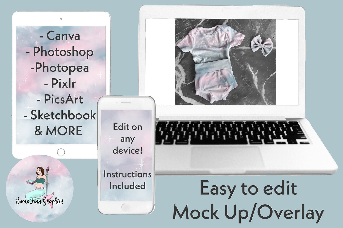 Realistic Bummie and Bow Set Mock Up