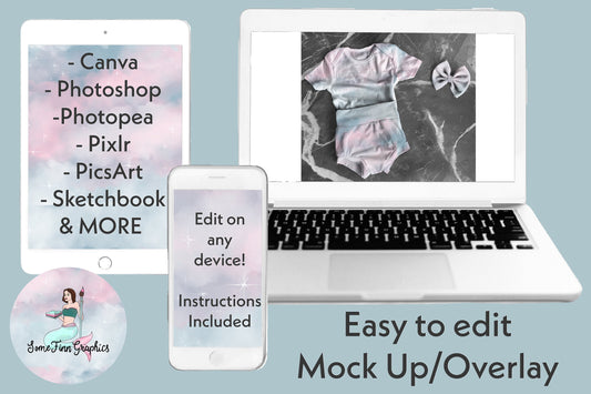 Realistic Bummie and Bow Set Mock Up