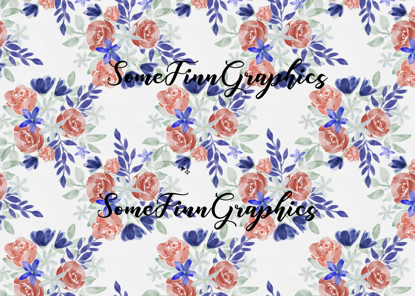 Watercolor 4th of July Floral Seamless