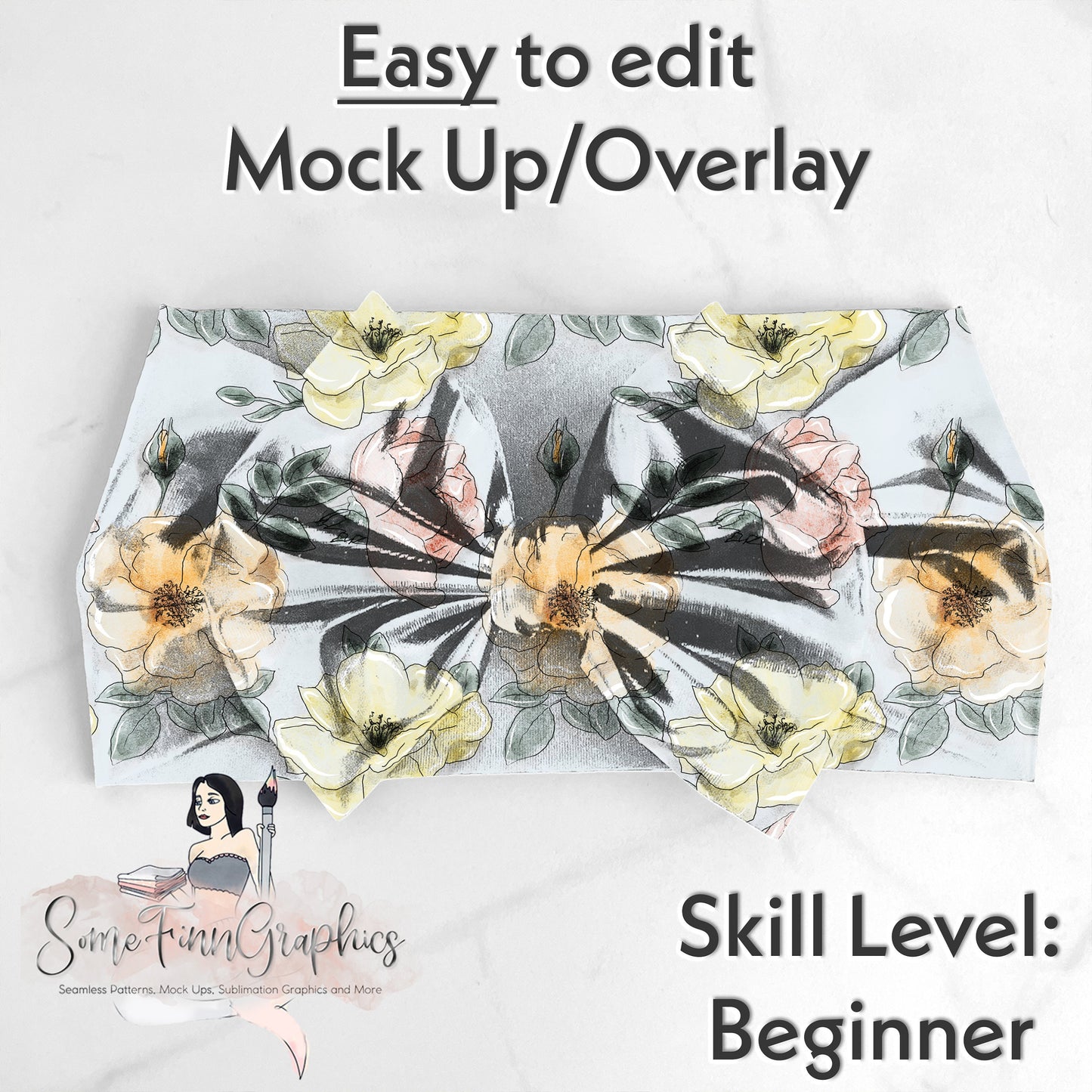 Realistic Pleather Bow Headwrap Mock Up