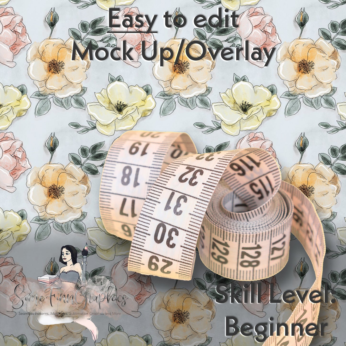 Realistic Fabric With Tape Measure Mock Up