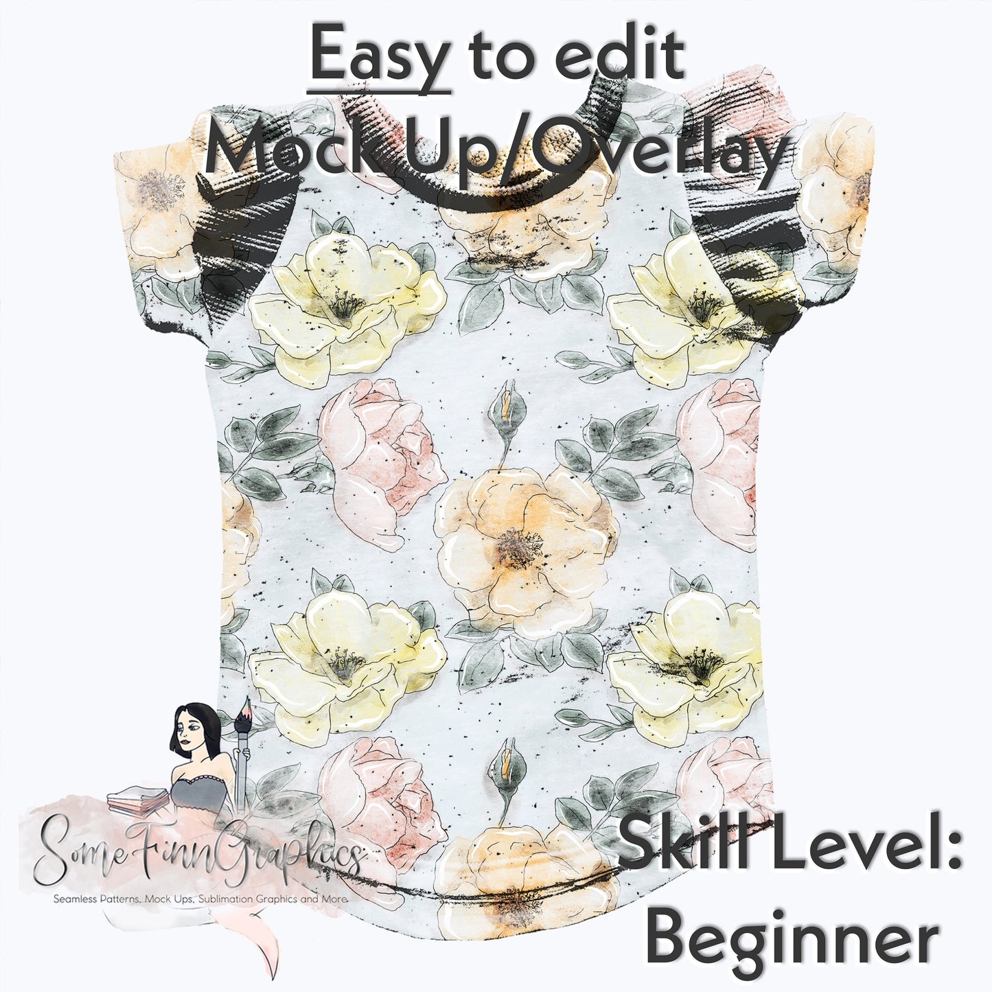 Realistic Flutter Sleeve Shirt Mock Up