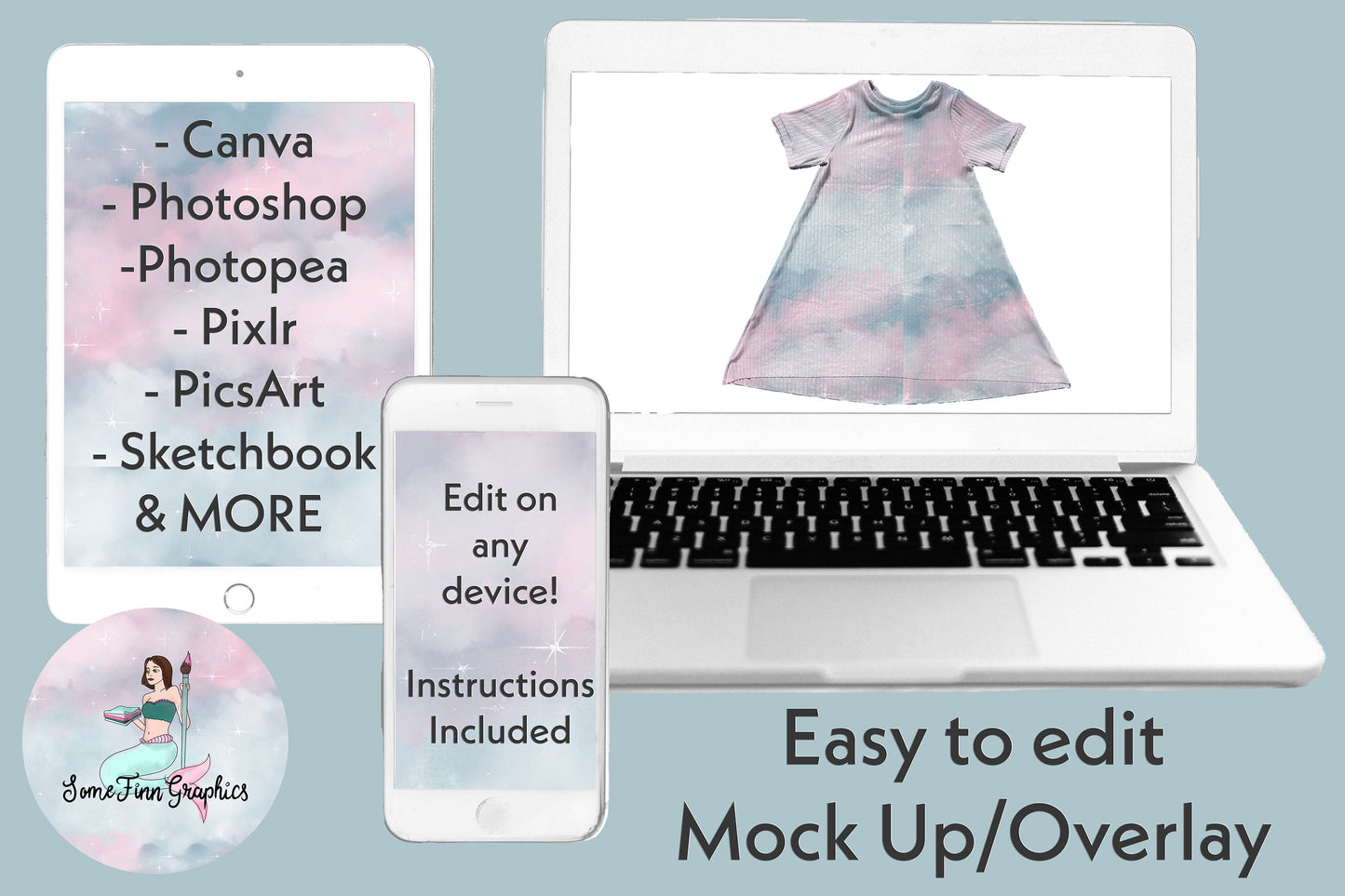 Realistic Ribbed T-Shirt Dress Mock Up