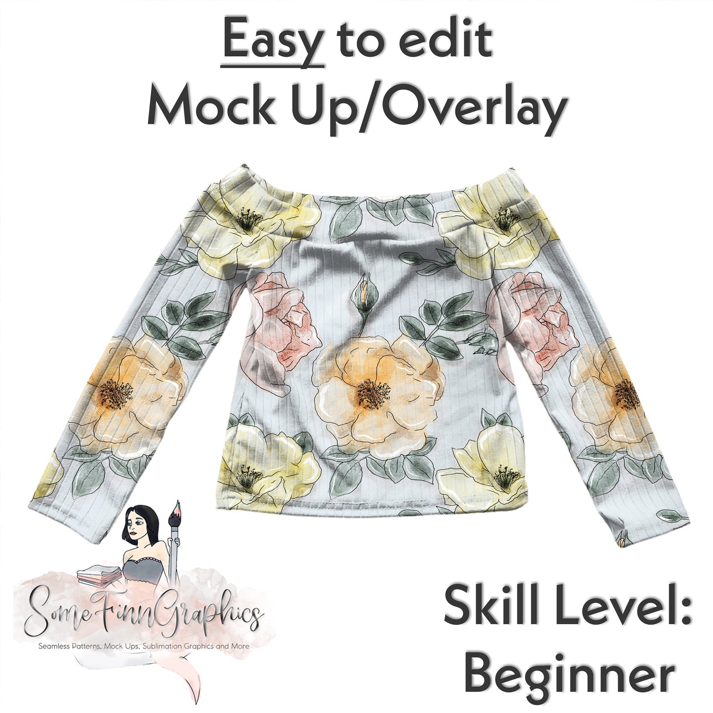 Realistic Off the Shoulder Shirt Mock Up