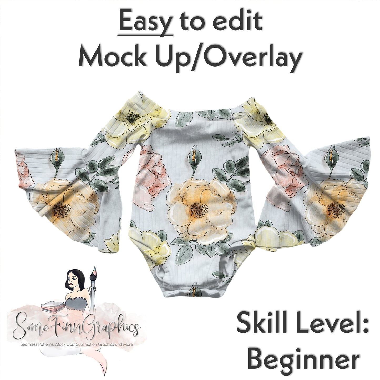 Realistic Off Shoulder Bell Sleeve Leo Mock Up