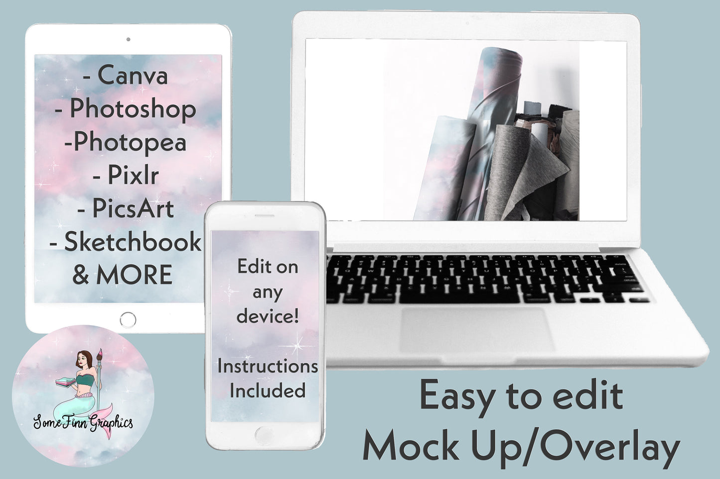 Realistic Fabric Bolts Mock Up