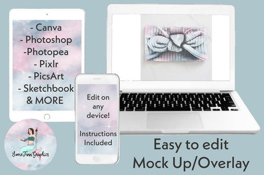 Realistic Knotted Bow Headwrap Mock Up