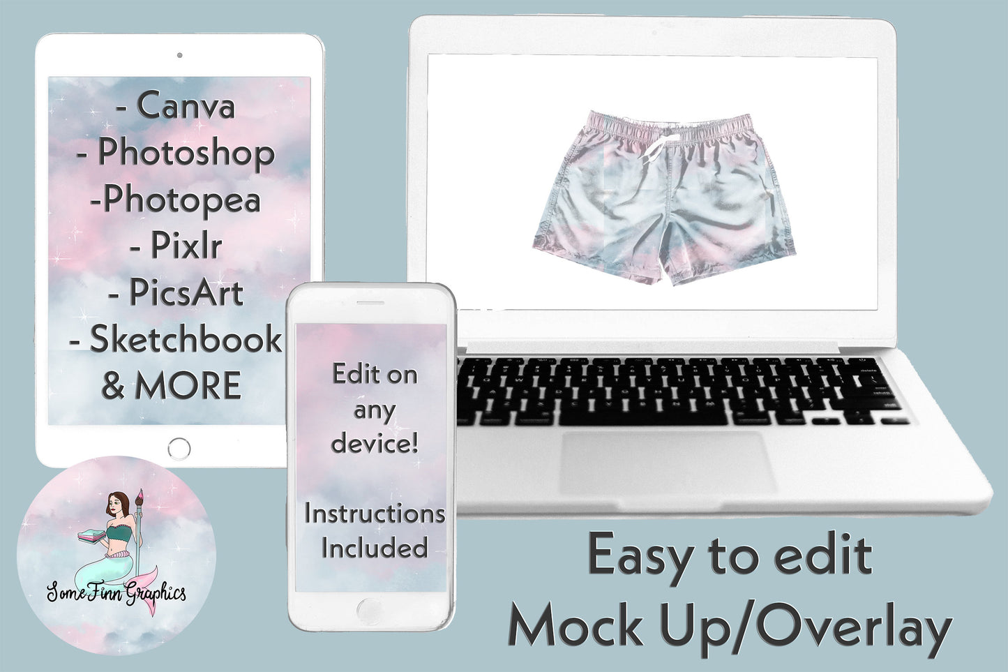 Realistic Board Shorts Mock Up