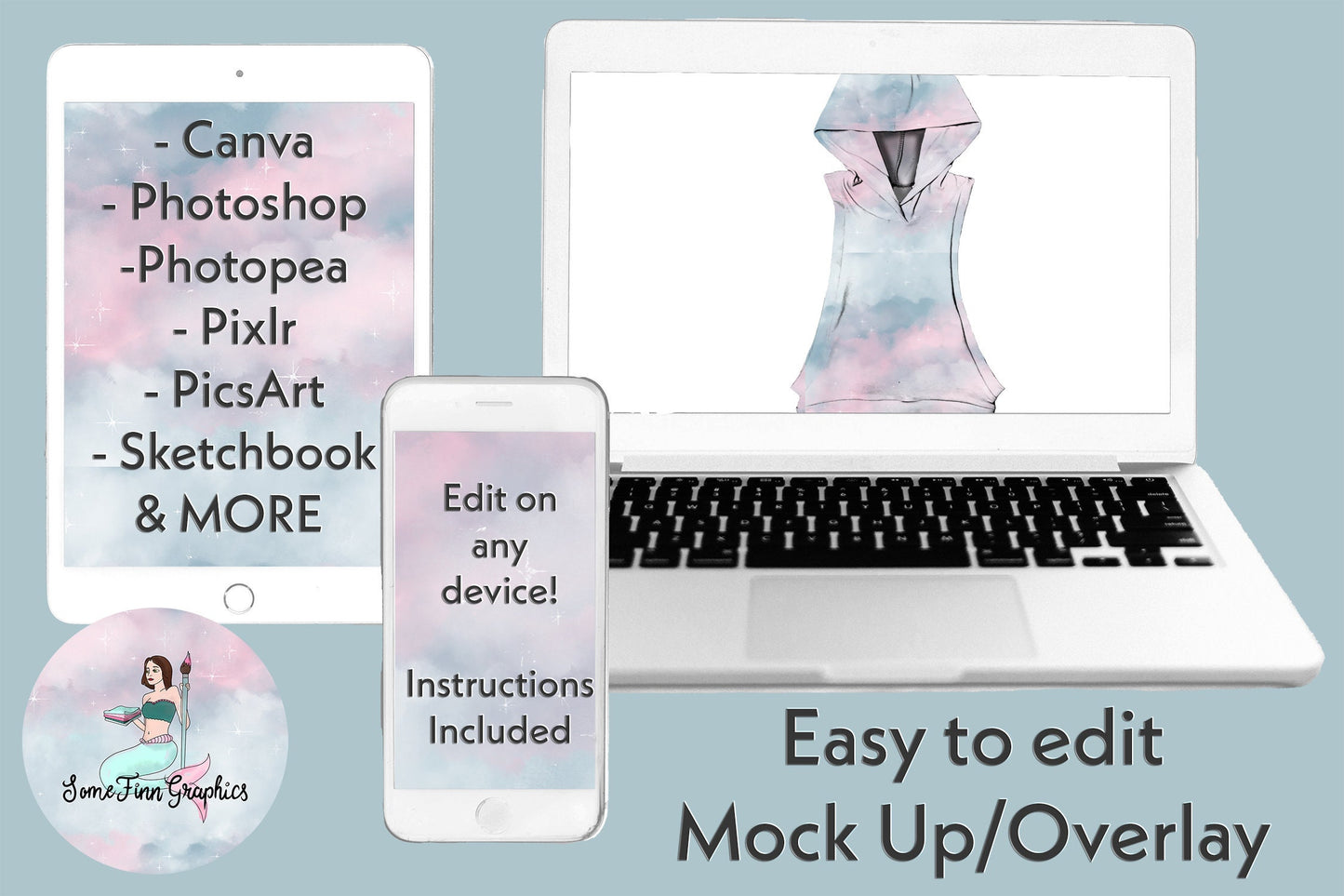 Realistic Sleeveless Hoodie Mock Up