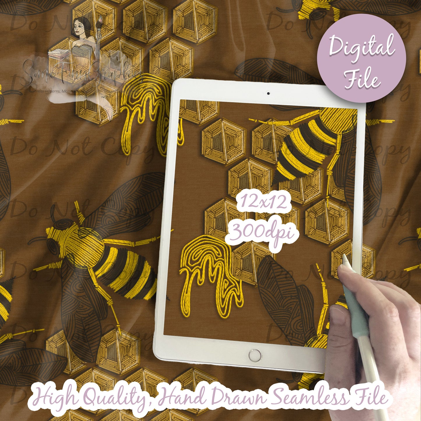 Embroidery Bees Seamless