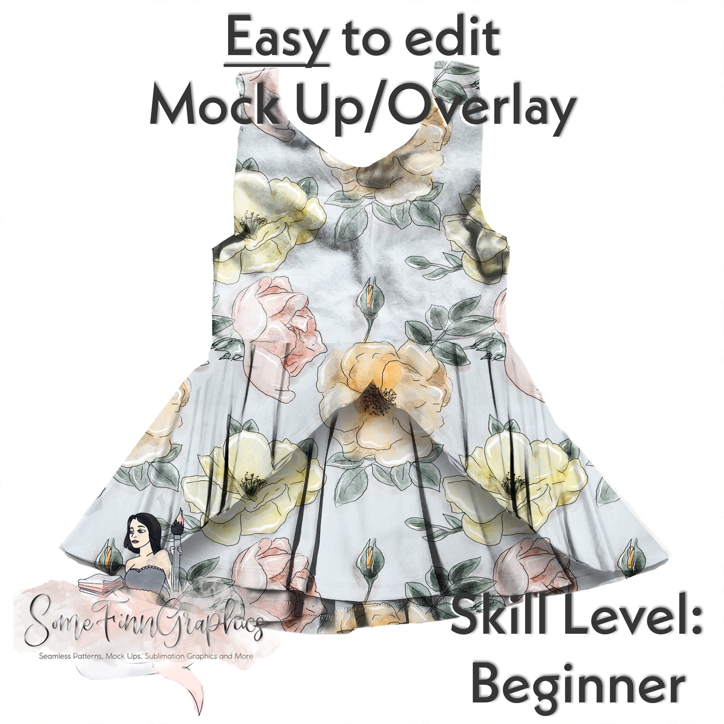 Realistic Cascade Dress Mock Up