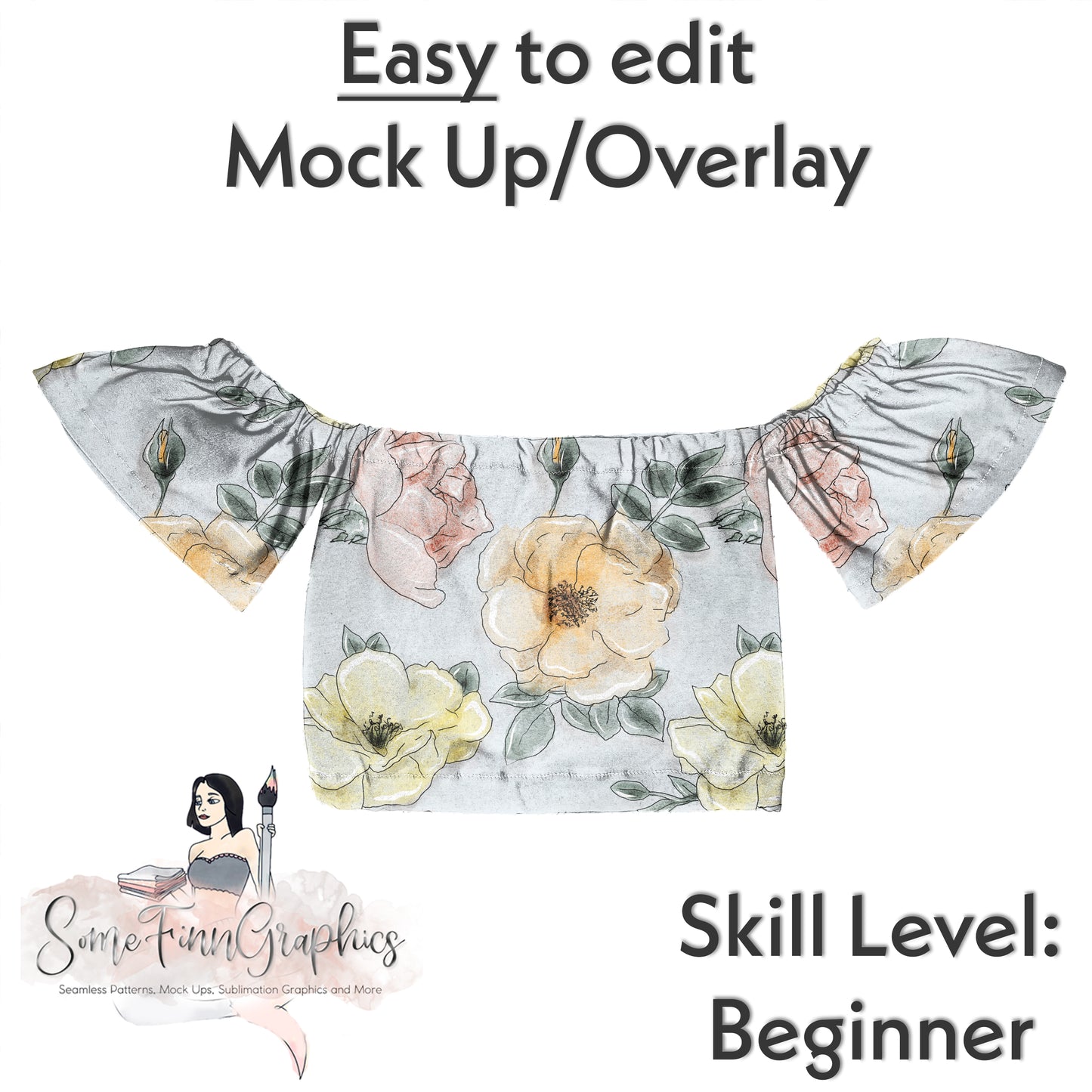 Realistic Off the Shoulder Shirt Mock Up