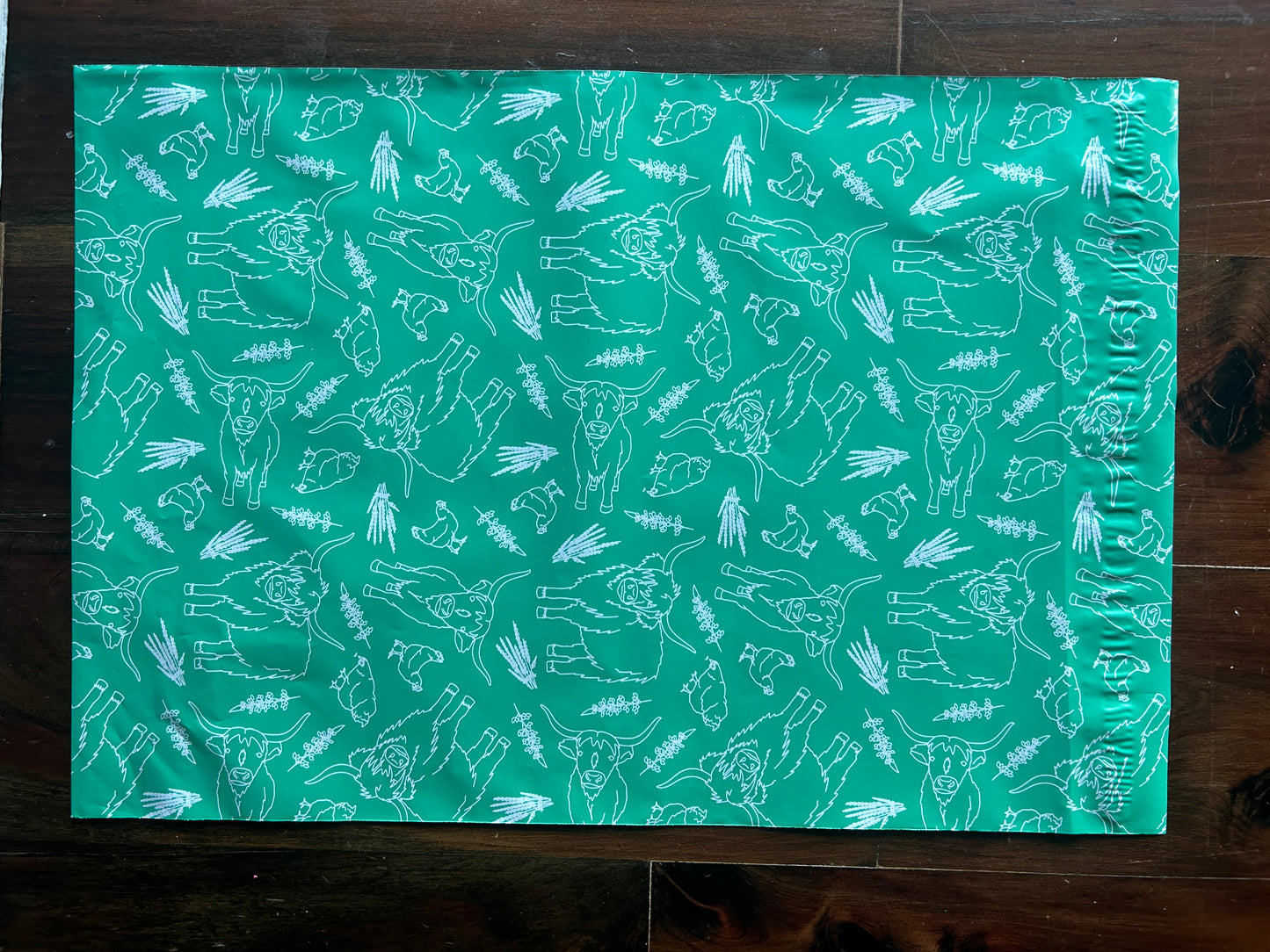 10x13 Green Cow and Chicken Biodegradable Poly Mailers