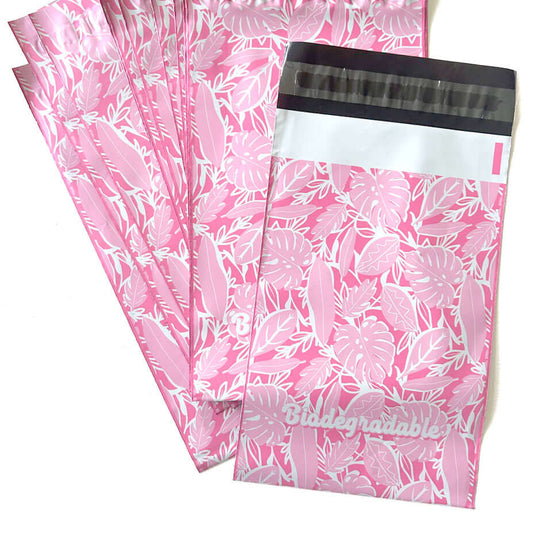 Pink Tropical Leaves 6x9 Poly Mailers