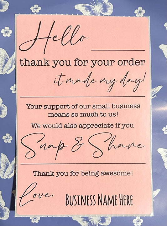 4x6" Thank You Business Stickers