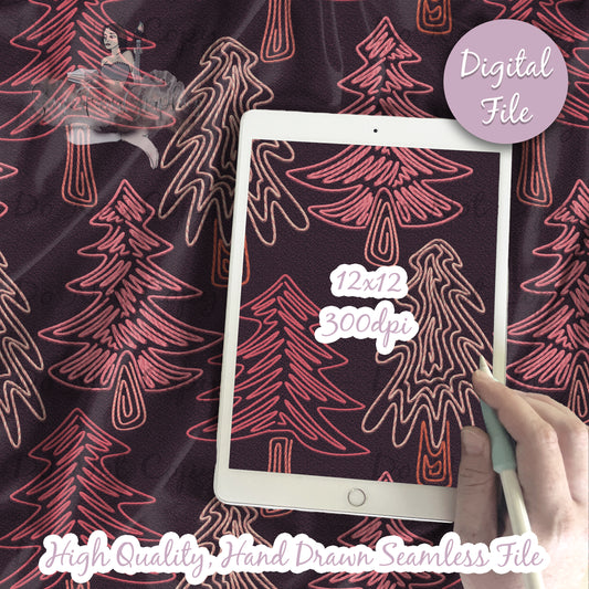 Pink Embroidery Christmas Tree Seamless