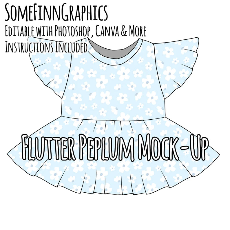 Flutter Sleeve Peplum Mock-Up