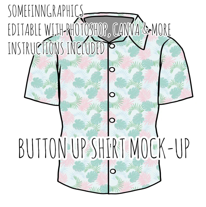 Button Up T-Shirt Mock-Up
