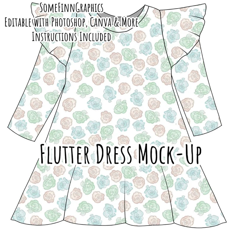 Flutter Sleeve Dress Mock-Up