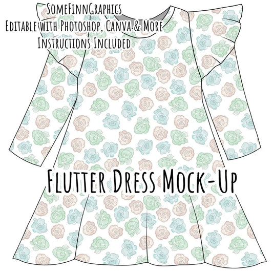 Flutter Sleeve Dress Mock-Up